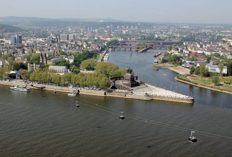 Koblenz Germany - Deutsches Eck where Rhine and Moselle rivers meet